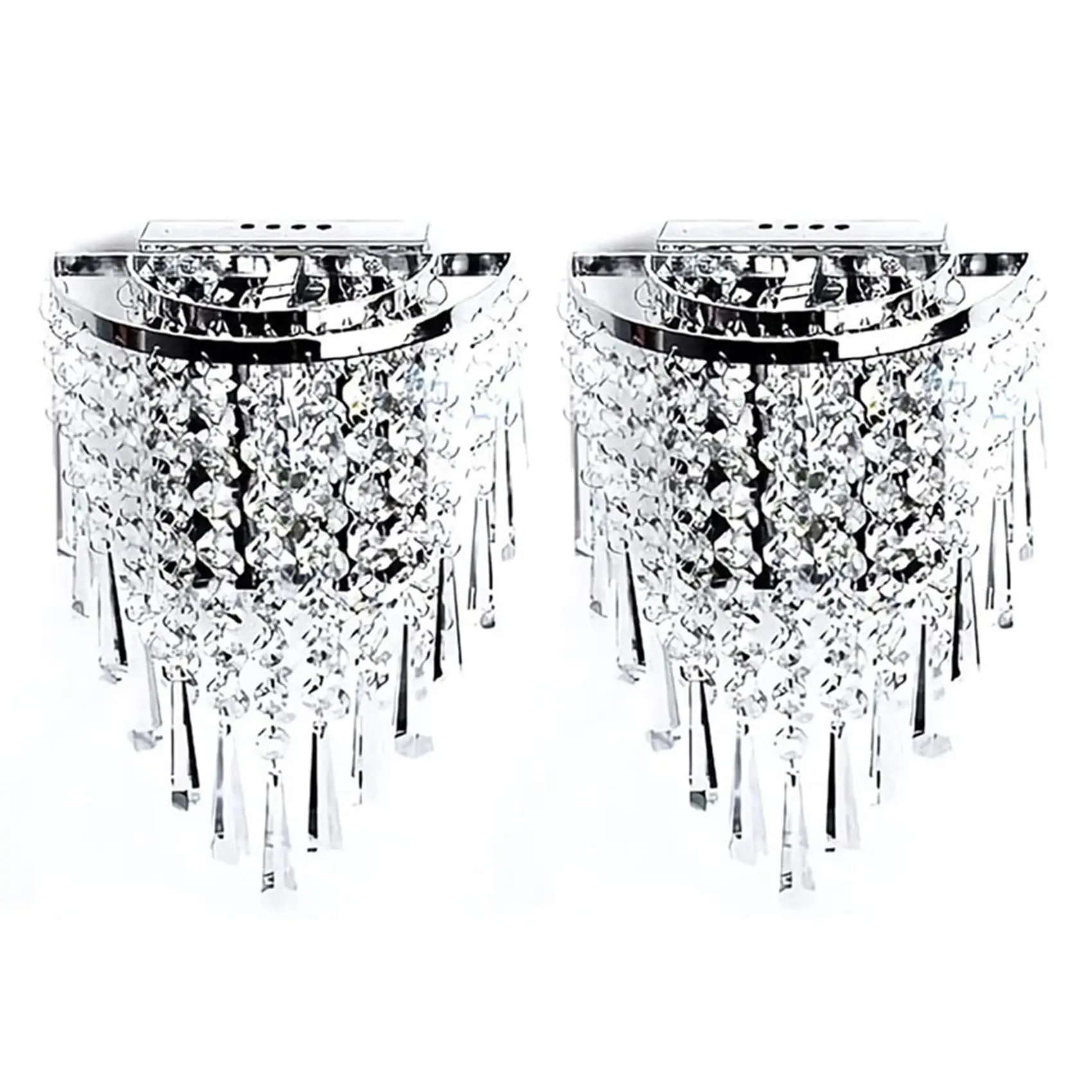A93G 2X Modern Crystal Wall Lamp Chrome Sconce Wall Light for Living Room Bathroom Home Indoor Lighting Decoration