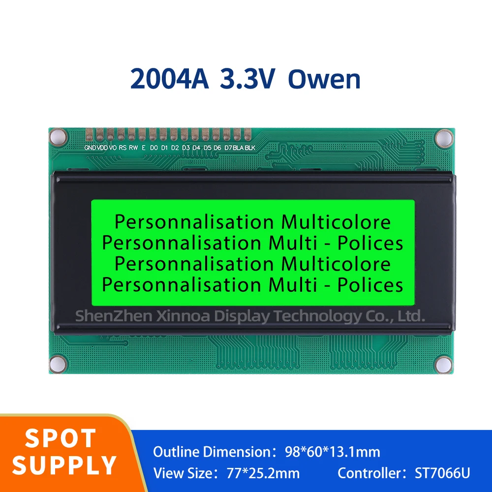 

LCD/LCM Display Screen 16PIN Interface Module 3 Inches 16PIN Green Light Black Letters European 2004A 3.3V Character LCD Module