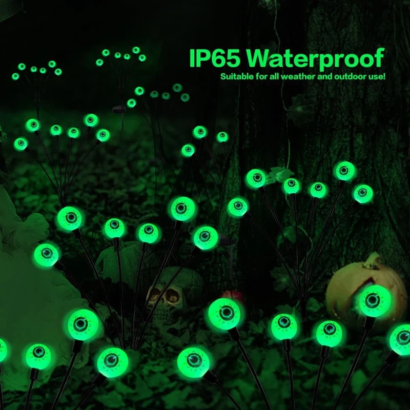 DT16 10LED Solar Eyeball Swaying Firefly Lights, Outdoor Scary Halloween Decorations, Waterproof Path Light