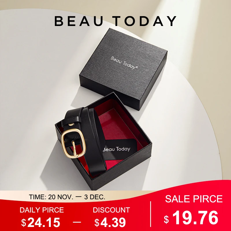 BeauToday Retro Belts Women Genuine Cow Leather Oval Metal Buckle Width 2.9cm Accessories 2023 Ladies Waistband Handmade 91004