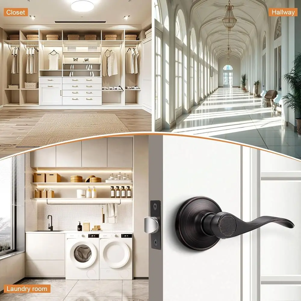 Oil Rubbed Bronze 3-Pack Interior Lever Door Locks without Keys