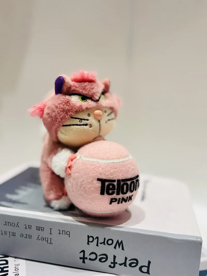 Lucifer Cat Plush Keychain Cute Funny Creative Pink Tennis Stuffed Bag Charm Backpack Pendant Women Fashion Bag Decoration