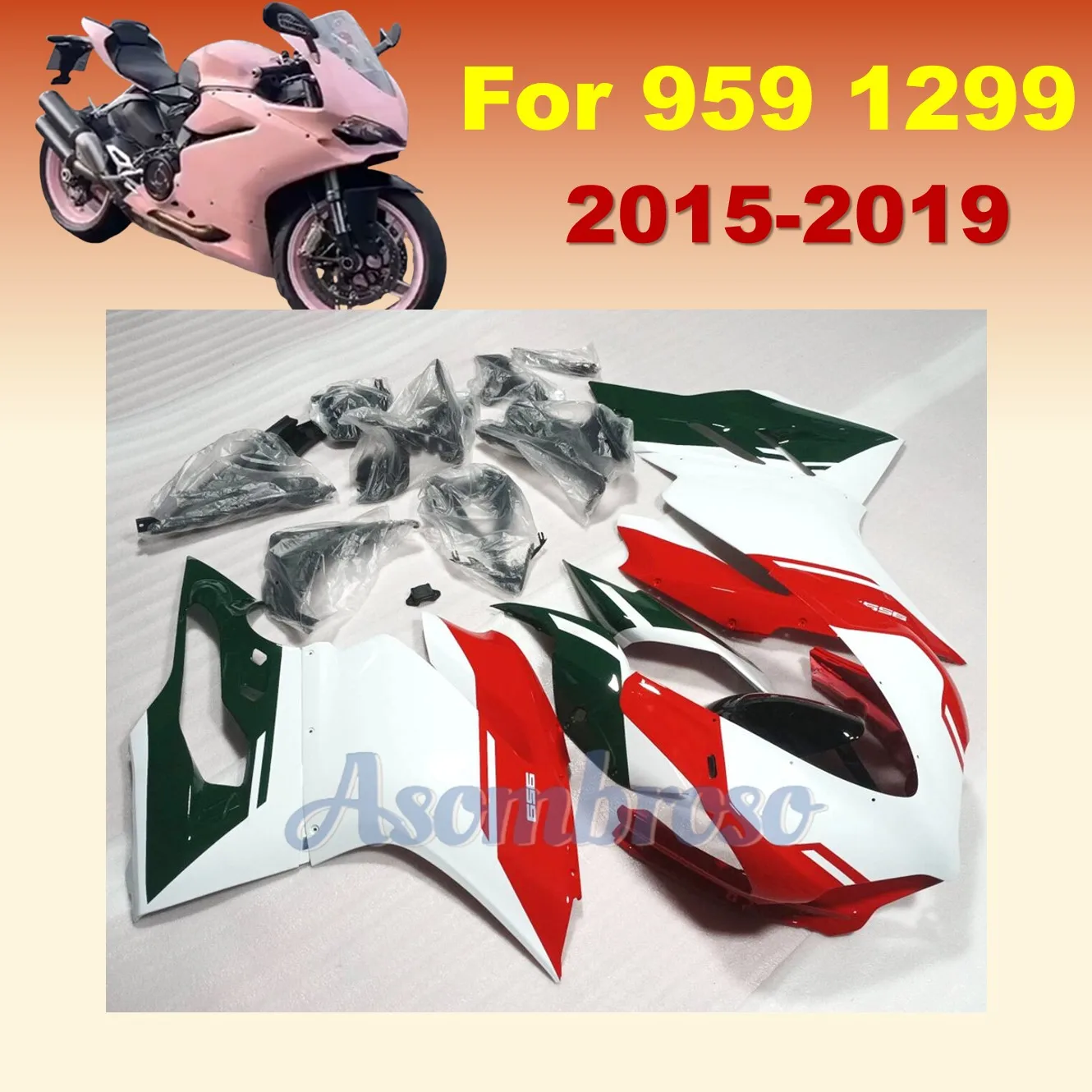 

Комплект обтекателей (обвес) для мотоциклов DUCATI 959 1299 2015-2019 годов, 100% совместимый, набор деталей кузова