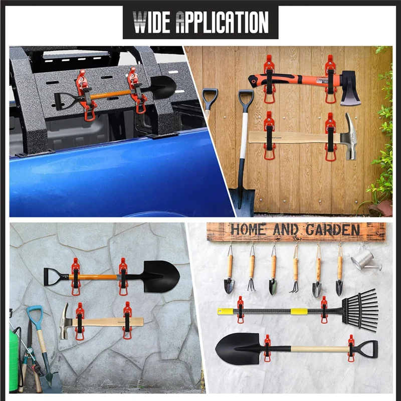 

N84R Shovel Mount For Roof Rack, Metal Rubber Clamps, Wall Mounting Brackets, Quick Release Holder Mount Kit(4 Pcs) Red Easy To