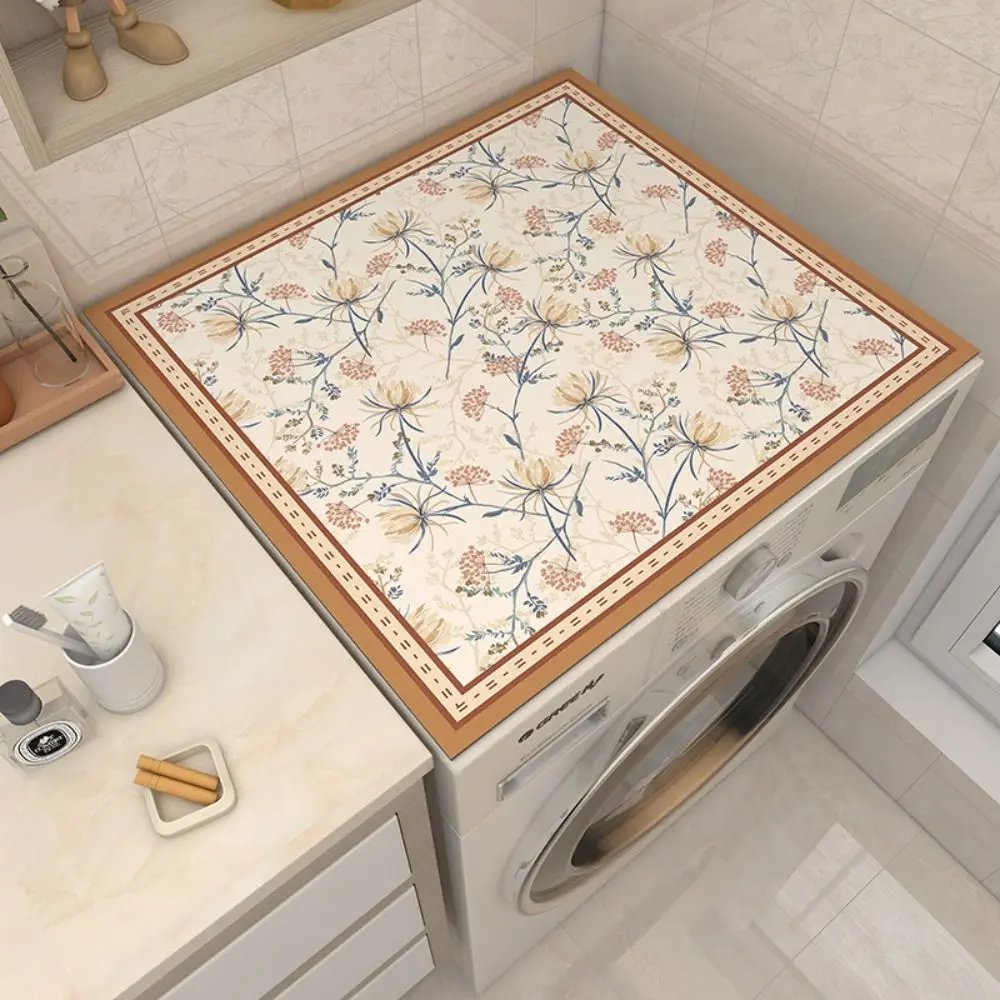 

Printed Washing Machine Dust Cover Anti-skid Dirt Resistant Fridge Top Mat Absorbent Multi-functional Floor Mat Refrigerator