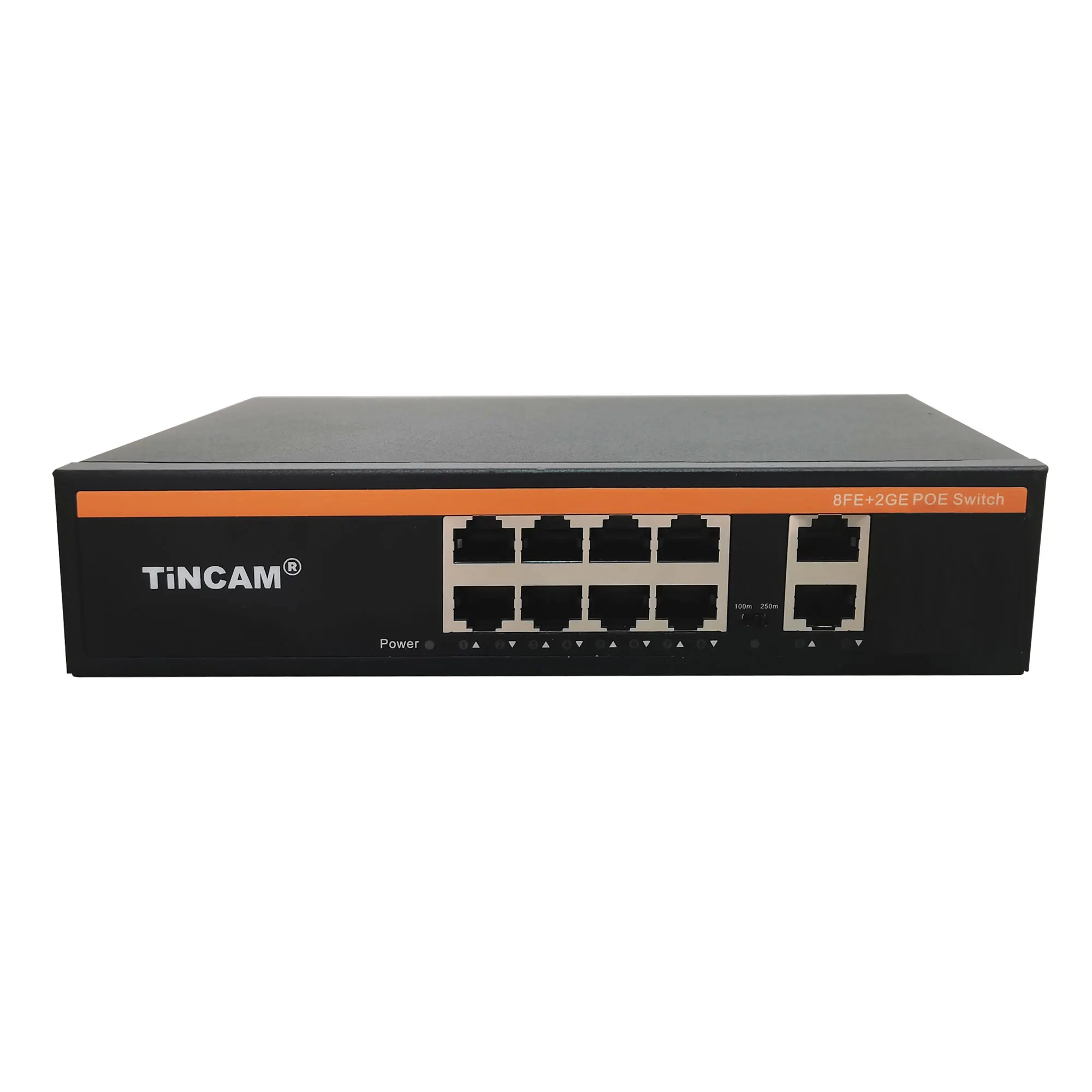 TINCAM  popular POE Switch Distance 100/250 meters Desktop switch POE  8 10/100M RJ45 POE port and 2 10/100/1000M uplink