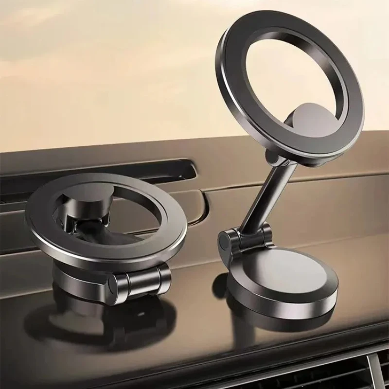 Premium Alloy Magnetic Car Mount: Foldable & Compact Design with iPhone 16-12 Pro 360° Rotation