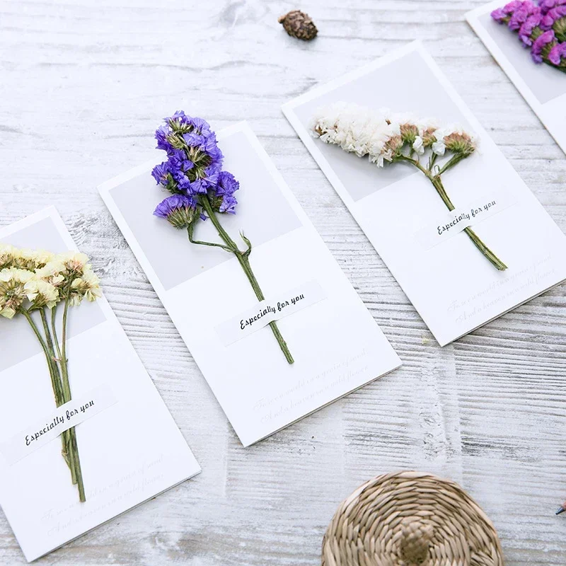 10 Pieces/Set Dried Flowers Envelope Greeting Cards Wedding Invitations Handwritten Postcards Gift Cards Thank You Cards