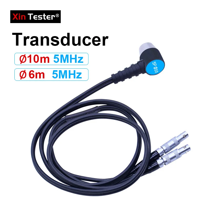 Xin Tester cyfrowy ultradźwiękowy miernik grubości sonda 10mm/5MHz 6mm/5MHz dla sondy o średnicy przetwornika kabla GM100