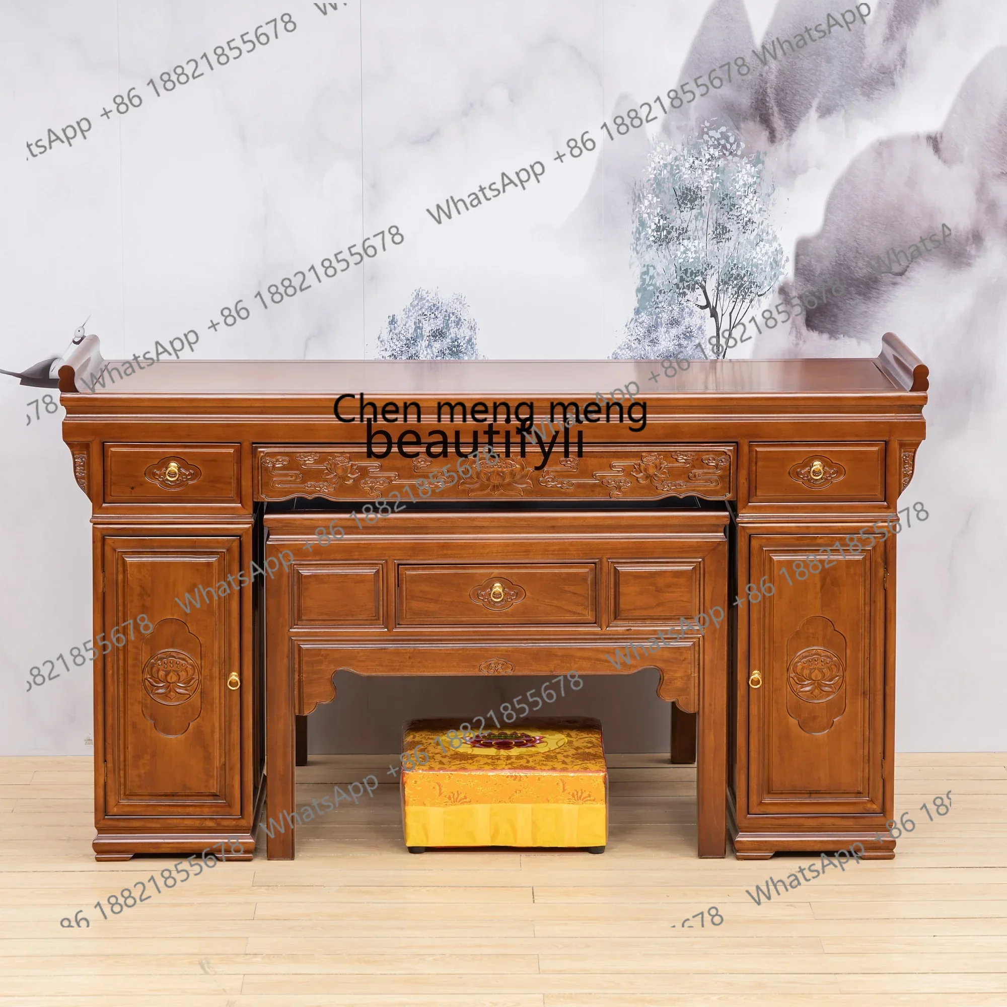 

X Solid Wood New Chinese Style Altar Tribute Table Buddha Cabinet God of Wealth Old-Fashioned Square Table for Eight People
