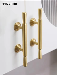 Tinyhob Solid Brass Handle Kitchen Cabinet Door Handles Drawer Pulls  T Bar Bedroom Knobs Wardrobe Decor Furniture Hardware