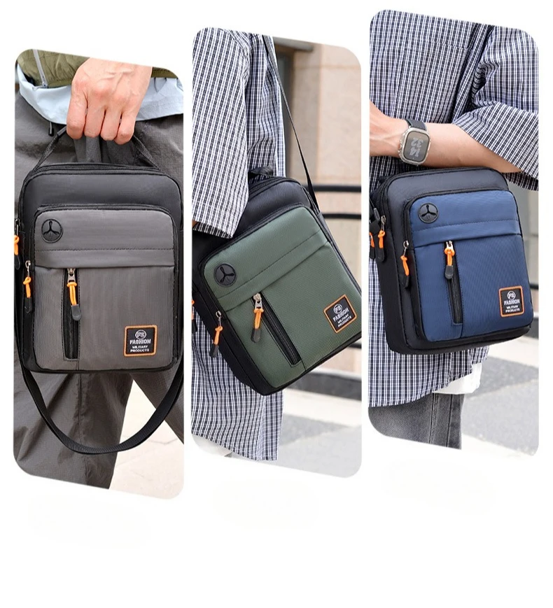 Geräumige Herrentasche, Umhängetasche, wasserdichter und abriebfester Rucksack mit mehreren Fächern, ideal für den Geschäftsalltag. – Detail 9