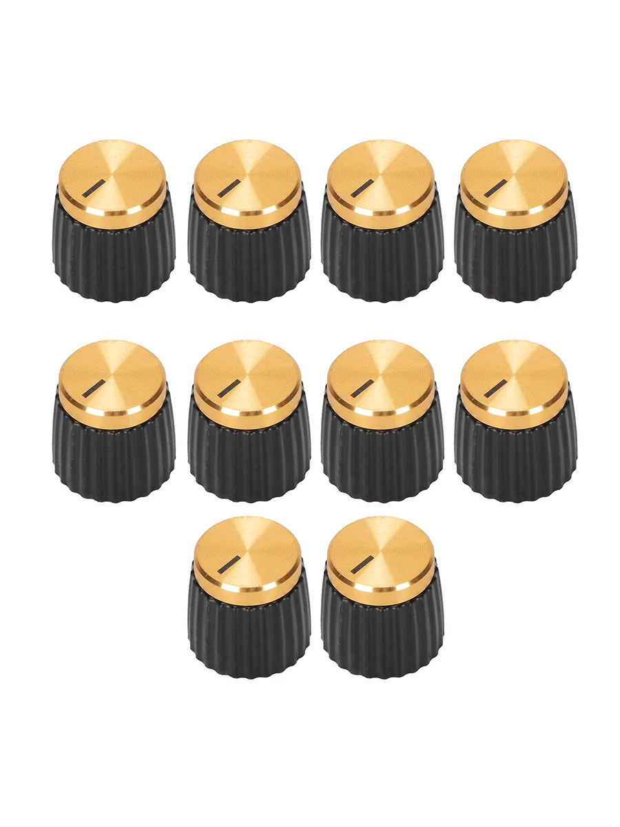 DAIERBUMP 10PCS 6,35 MM Potentiometer Knopf Gitarre AMP Verstärker Knopf Schwarz Volumen Control Knopf Für Elektrische Gitarre Pedal – Detail 2