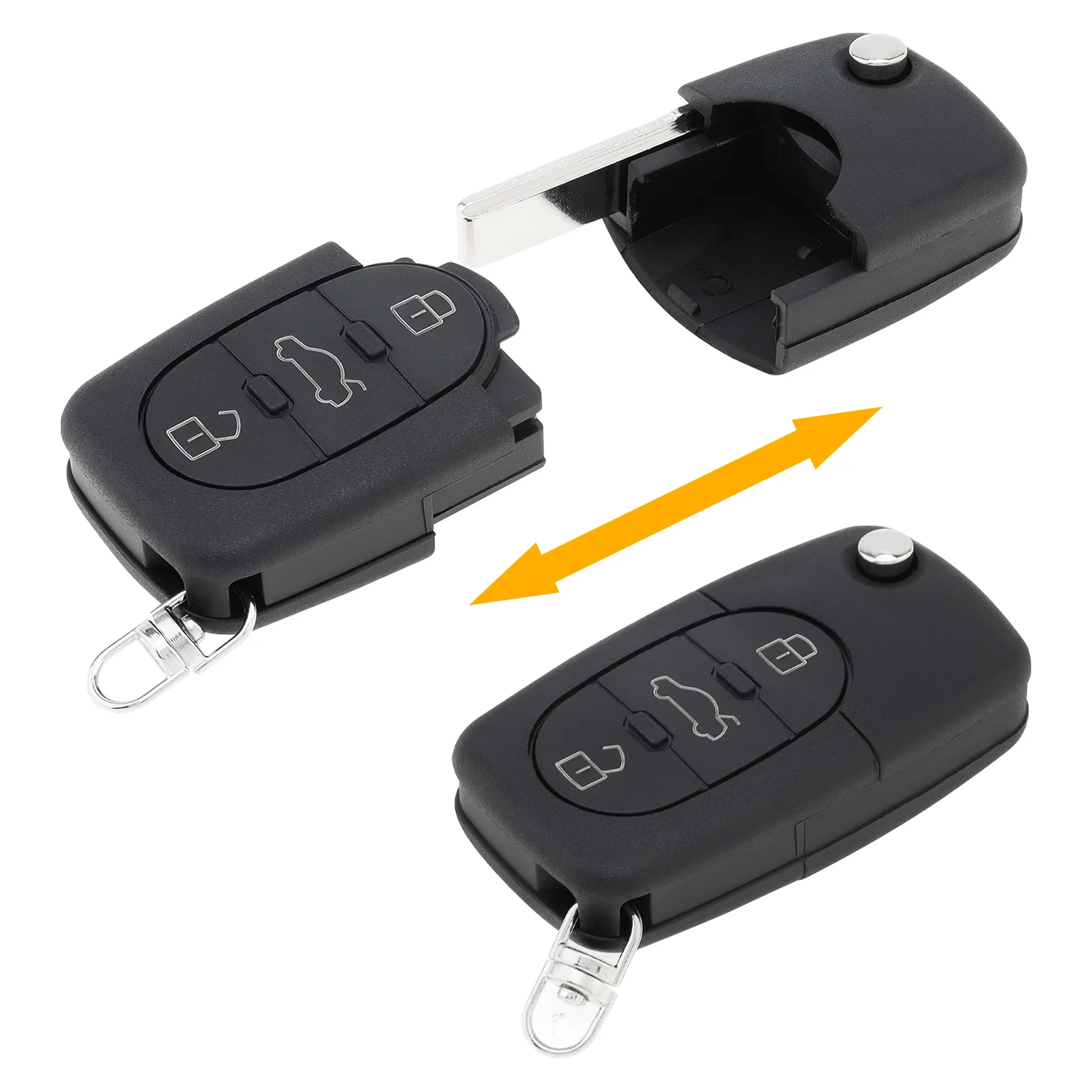 3 Button Car Key Fob Case Shell Replacement with HAA Blade Flip Folding Remote Cover Car Key Part Fit for Audi A2 A3 A4 A6