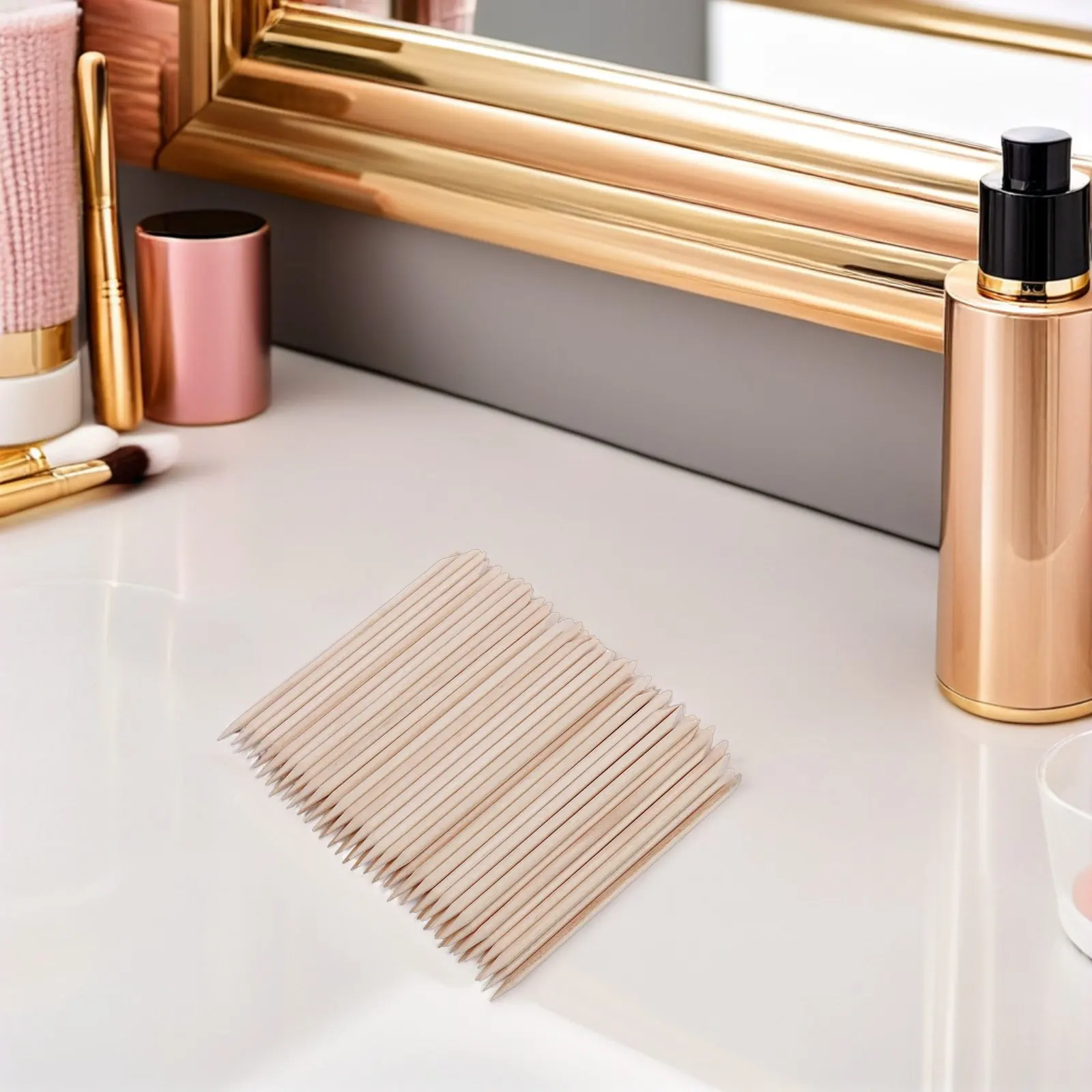 Bamboo Double-ended Nail Stick Manicure Tools for Home Pedicure Supplies Accessories Nails and Sticks Fingernail Items
