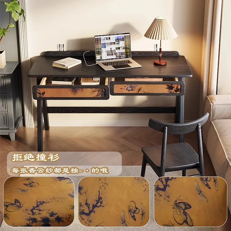 Medieval style desk and chair French retro writing table bedroom solid wood computer table