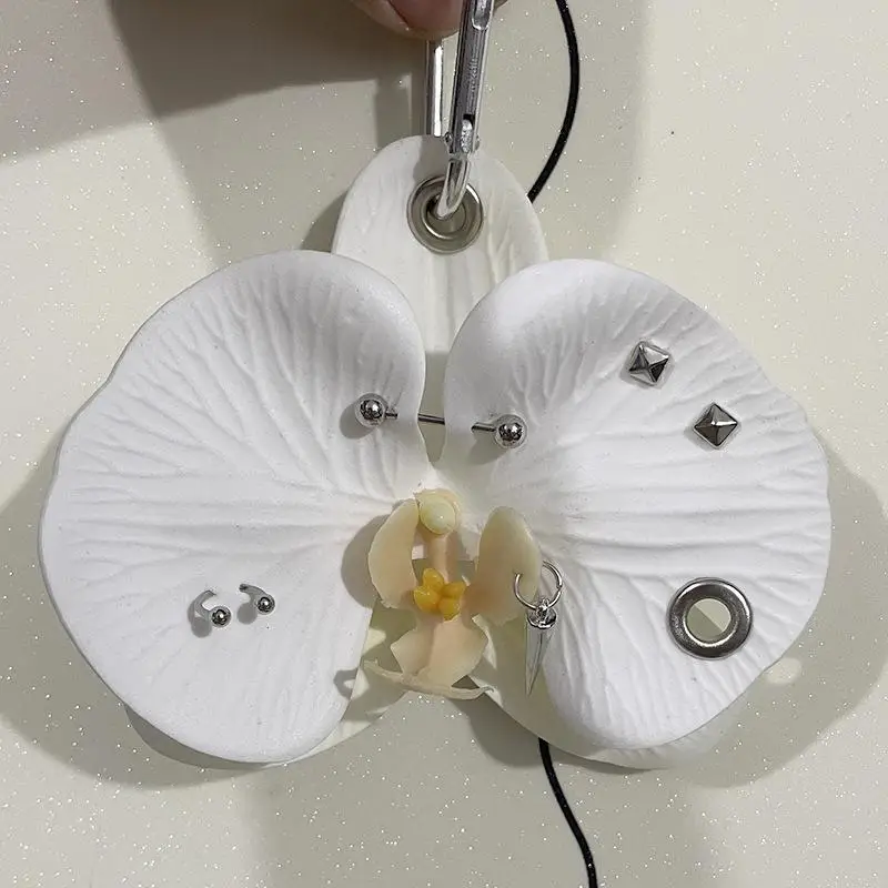 2025 Creative Beautiful Phalaenopsis Cloth Keychain Simulation Flowers Keyring Elegant Bag Pendant Accessories Phone Charms Gift