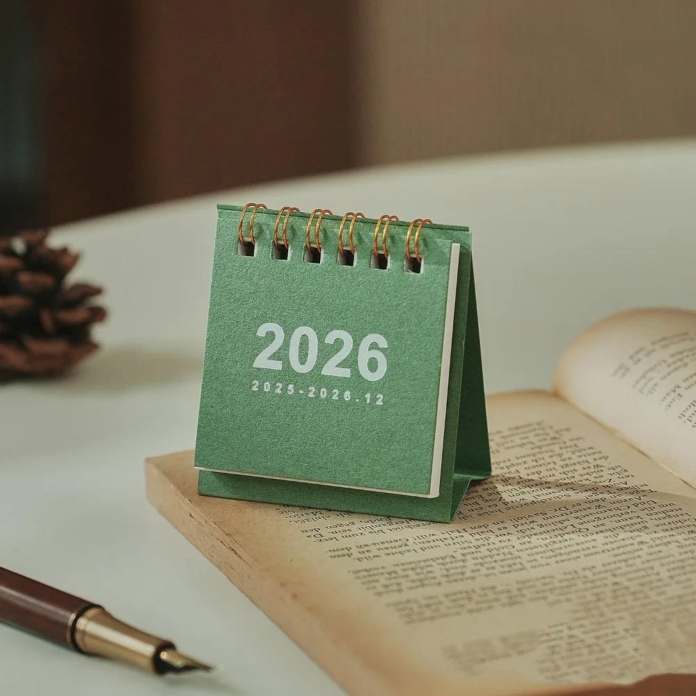 

Month Date Display 2026 Mini Desk Calendar Coil Binding Solid Color Monthly Planner Simple Date Planner Horse Year Calendar
