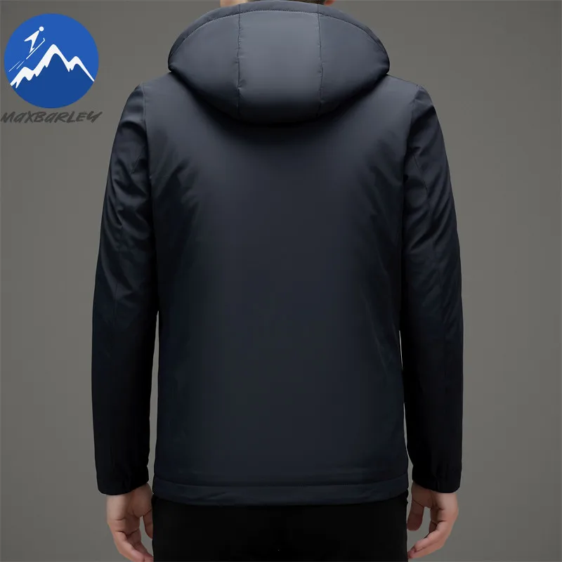 Maxbarley Luxury Men Down Jacket New Detachable Hood Commute Office Lightweight Padded Jacket Business Casual Warm Winter Parka