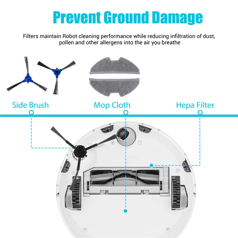 A006-For Eufy Robovac G10 G30 الهجين استبدال تصفية ممسحة القماش الجانب فرشاة الروبوتية مكنسة كهربائية إكسسوارات قطع غيار