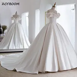 Maßgeschneiderte 2024 Satin-Ballkleid-Hochzeitskleider 2024, schlicht, herzförmiger Ausschnitt, klassischer Reißverschluss hinten, Brautkleider Robe De Mariée