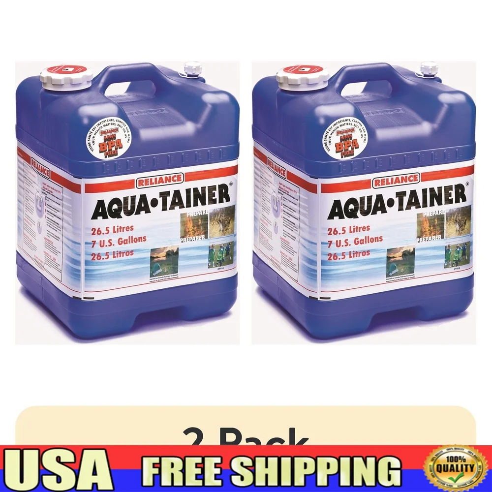 ภาชนะบรรจุน้ำขนาด 7 แกลลอน 2 ชิ้น ปราศจากสาร BPA พร้อมหูจับตามหลักสรีรศาสตร์ ฝาปิดแบบซ่อน ดีไซน์ซ้อนกันได้ ประหยัดพื้นที่ เหมาะสำหรับการตั้งแคมป์