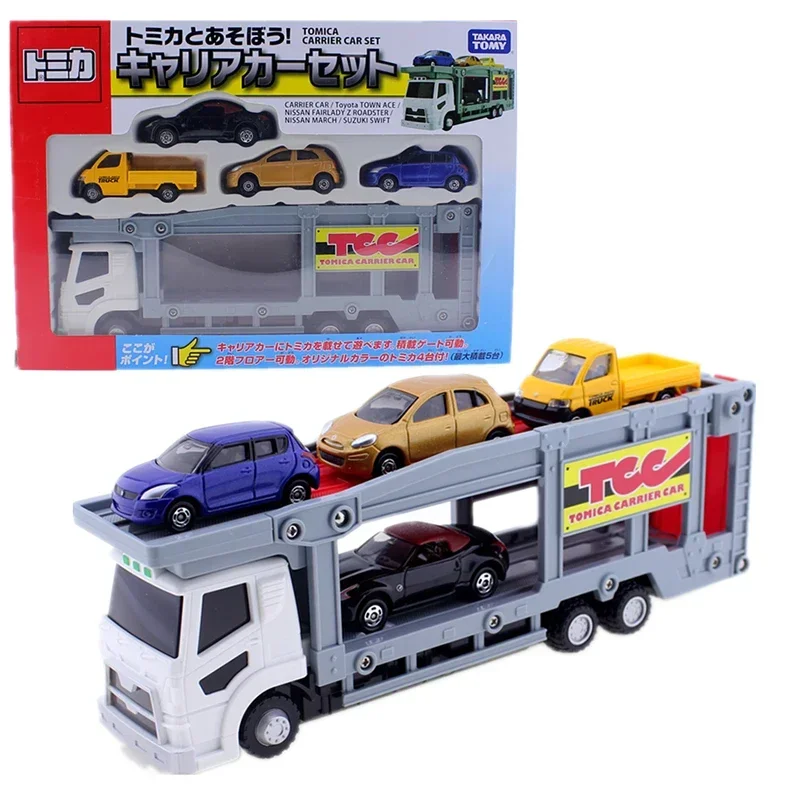 Takara Tomy Tomica World Tomica Carrier Car Set  with 4 Nissan Suzuki Toyota Kids Toys Motor Vehicle Diecast Metal Model