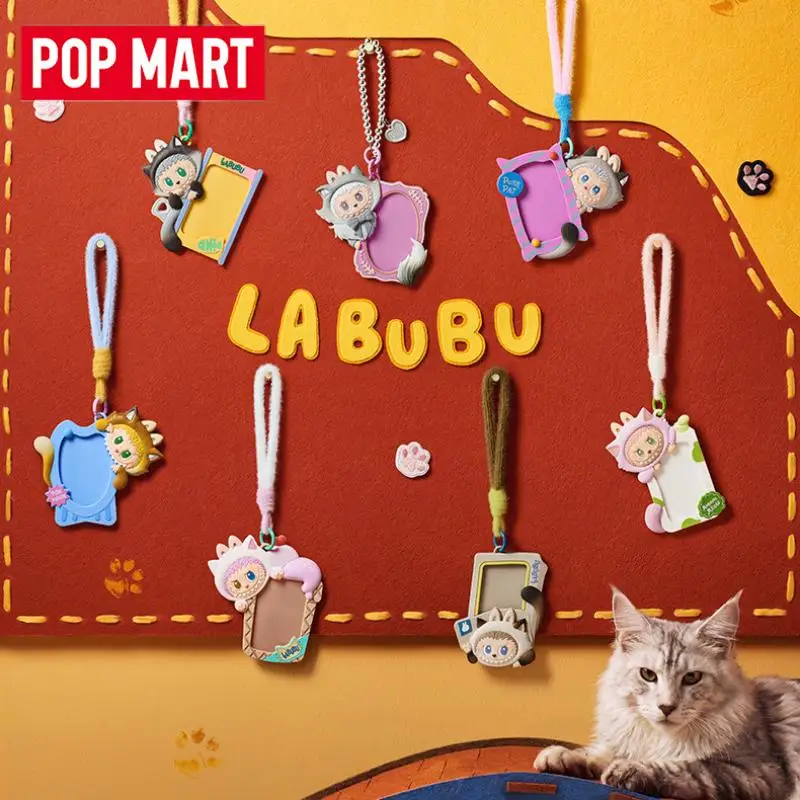 POP MART LABUBU THE MONSTERS Cat Mode On Series Card Holder Mystery Box Genuine Blind Box Guess Toys Bag Ornament Figurines Home