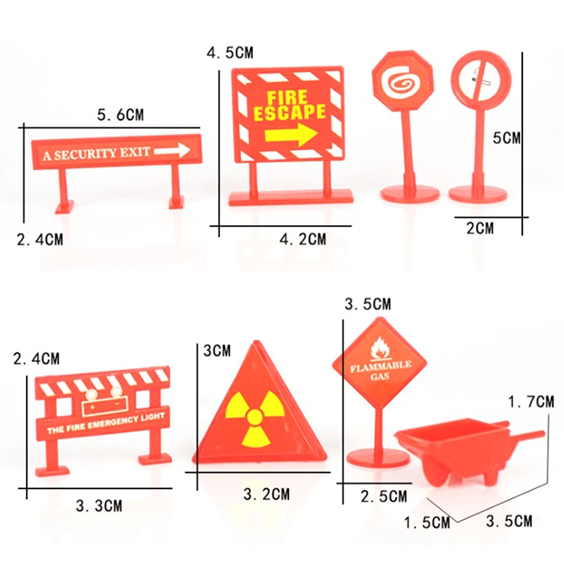 1set Mini Traffic Training Roadblock Mini Traffic Signs Roadblock Toy For Kids Construction Car Theme Party