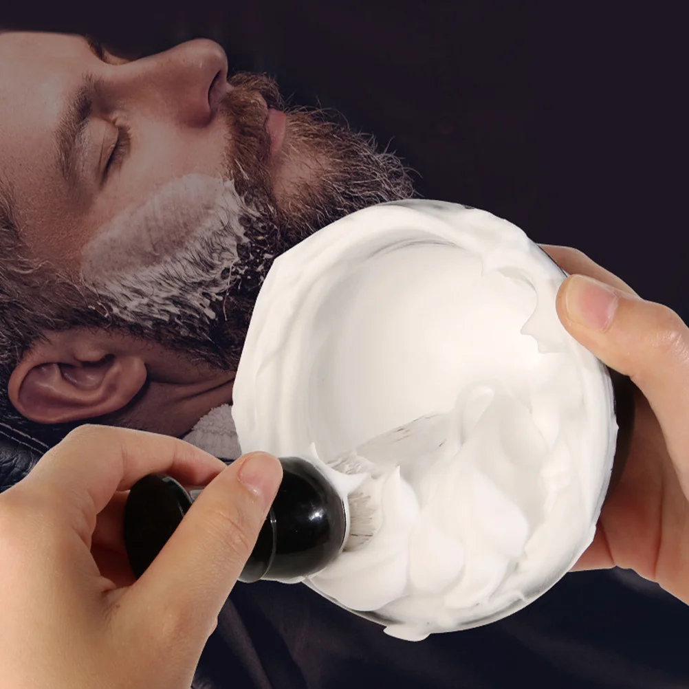 مجموعة واحدة من أدوات الحلاقة للرجال مع فرشاة ووعاء من الجلد الفاخر، مجموعة العناية اليومية الأساسية باللحية مناسبة للسفر