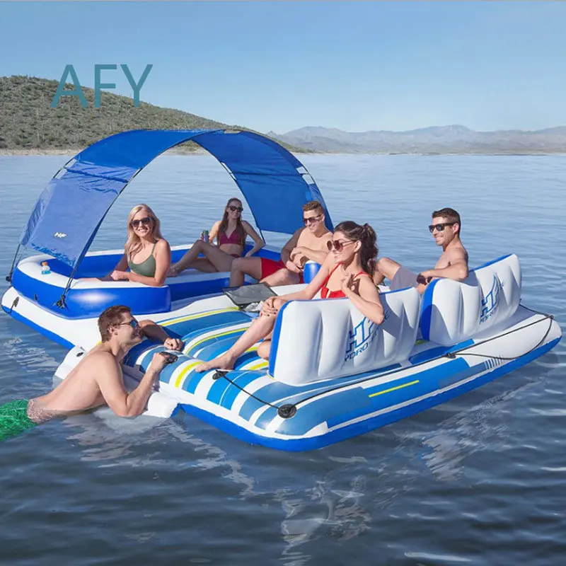 Water Tent Table for Floating Island Bed Inflatable Air Cushion Mat for Swimming Pool Relaxation Multi Person Reclining