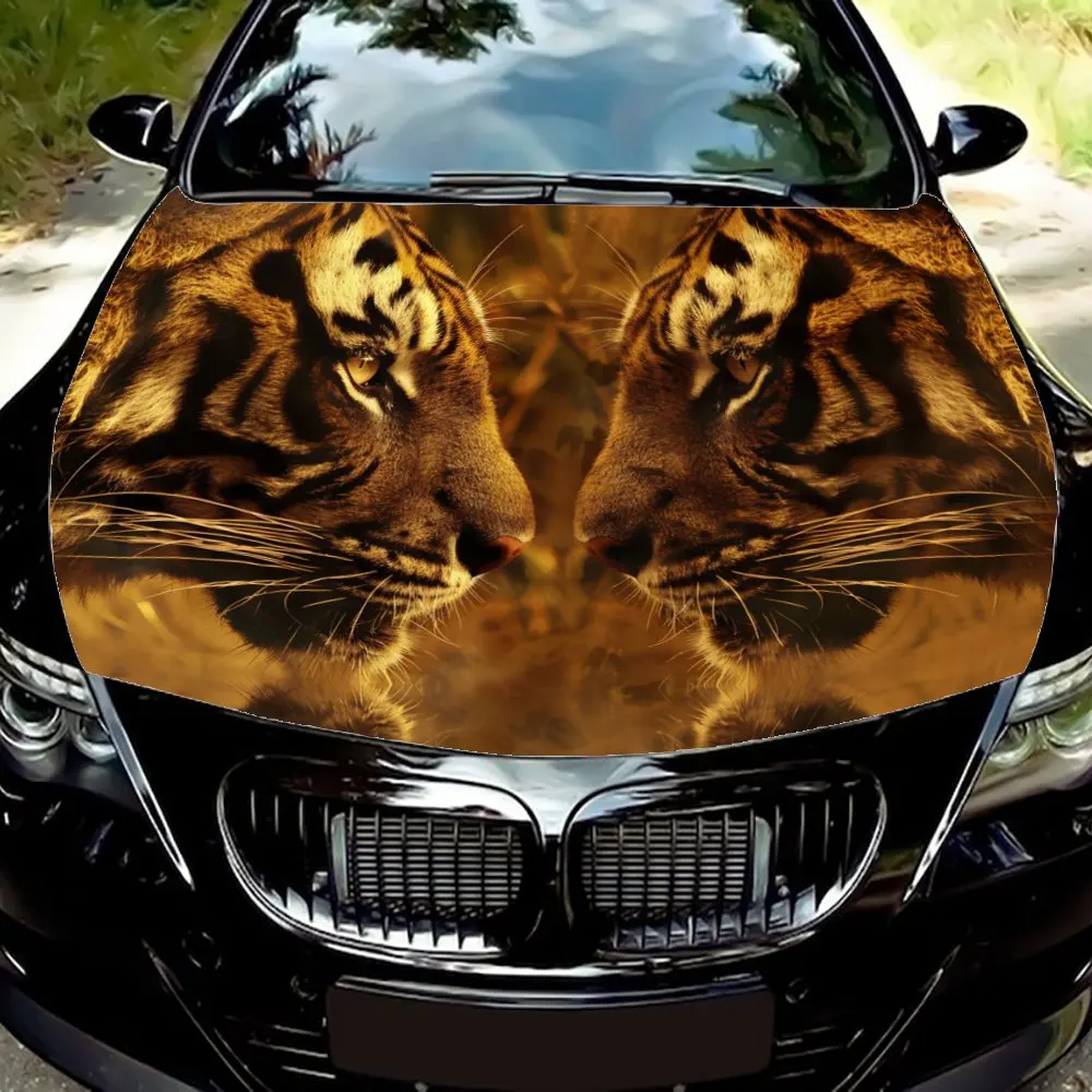 Bold Tiger Background Car Sticker - High-Quality, Durable Vinyl Material