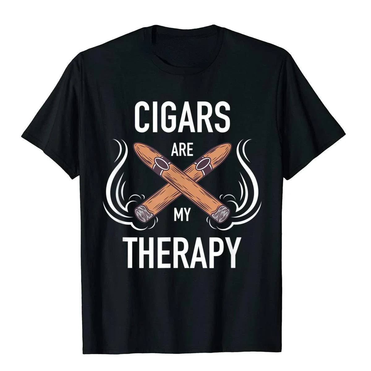 Comfort Creativity Funny Streetwear Short-sleev Fun Cigar Smoker Tshirt Cigar Is My Therapy Gift for Men Comfort Tops Male Shirt