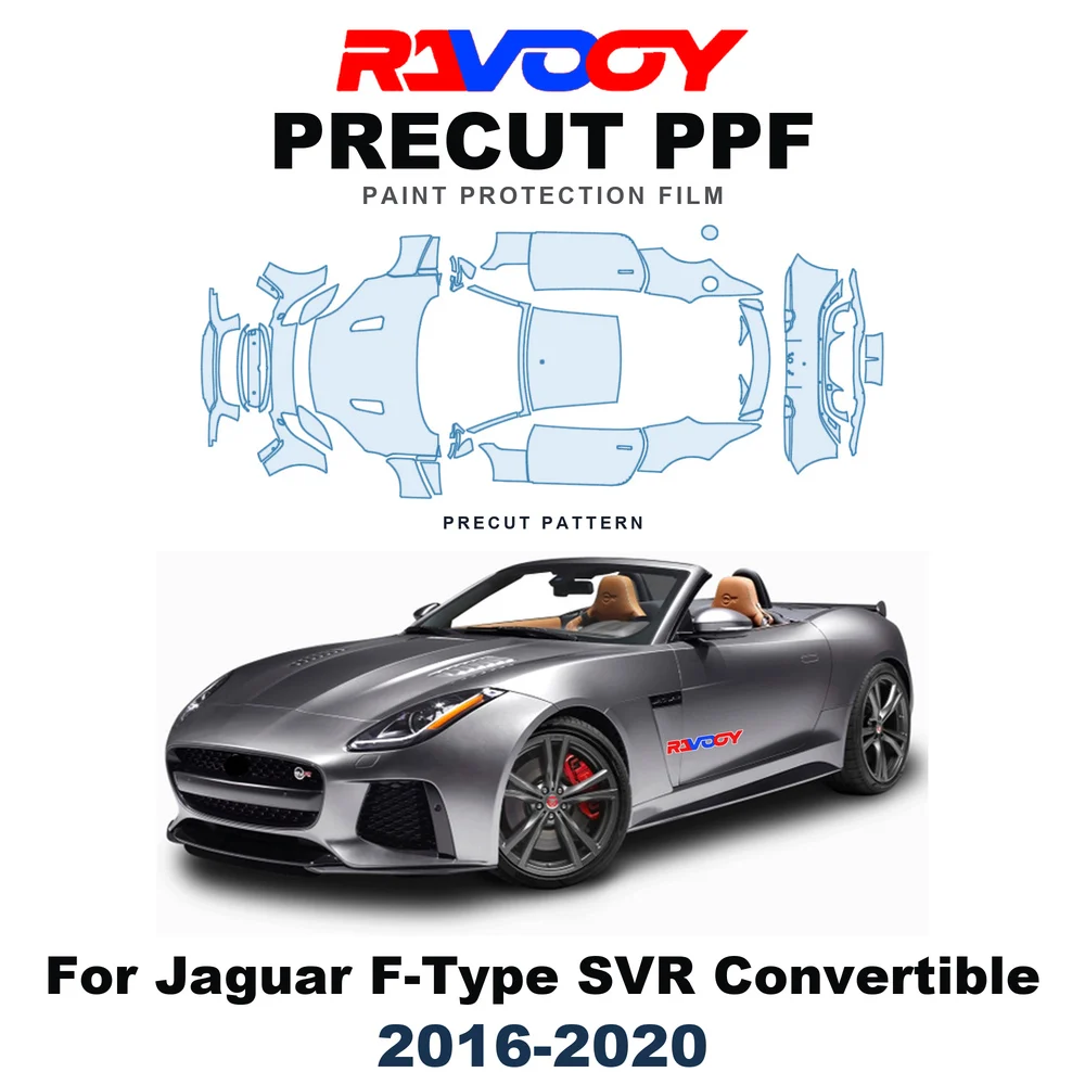 Precut PPF For Jaguar F-Type SVR Convertible 2016-2020 8.5mil TPU Paint Protection Film Hood Bonnet Bumper Headlight Clear Kit