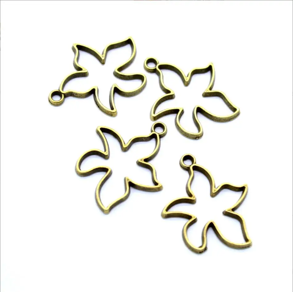 100PCS 22X28mm  Product Hollow Starfish Charms Both Hands Pendant Jewelry Metal Alloy Necklace Bracelet Earrings F0282