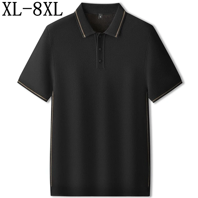 8XL 7XL 6XL 2024 New Top Quality Luxury Cashmere Sweater Men Clothing Short Sleeve Lapel Mens Sweaters Soft Warm Male Pullovers