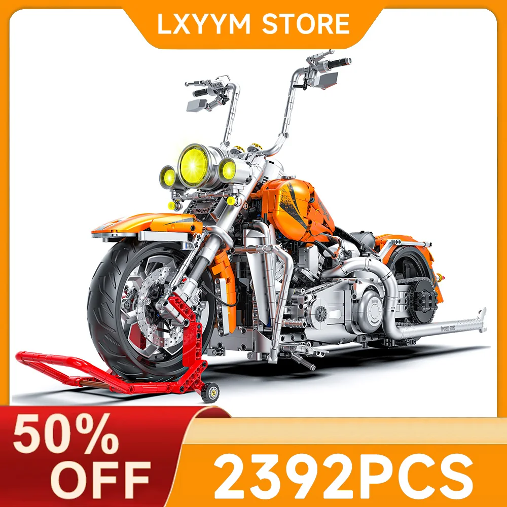 

1:5 классический комплект строительных блоков для мотоцикла, DIY инженерная модель, круизер, велосипед, креативная игрушка, набор для мотоцикла, подарок для детей и взрослых, 2392 шт.