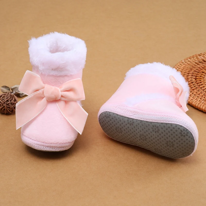 Winter Baby Shoes Infant Boys Girls Booties Bowknot Toddler Prewalkers Cotton Warm Soft Anti-slip Newborn Crib Walking Shoes