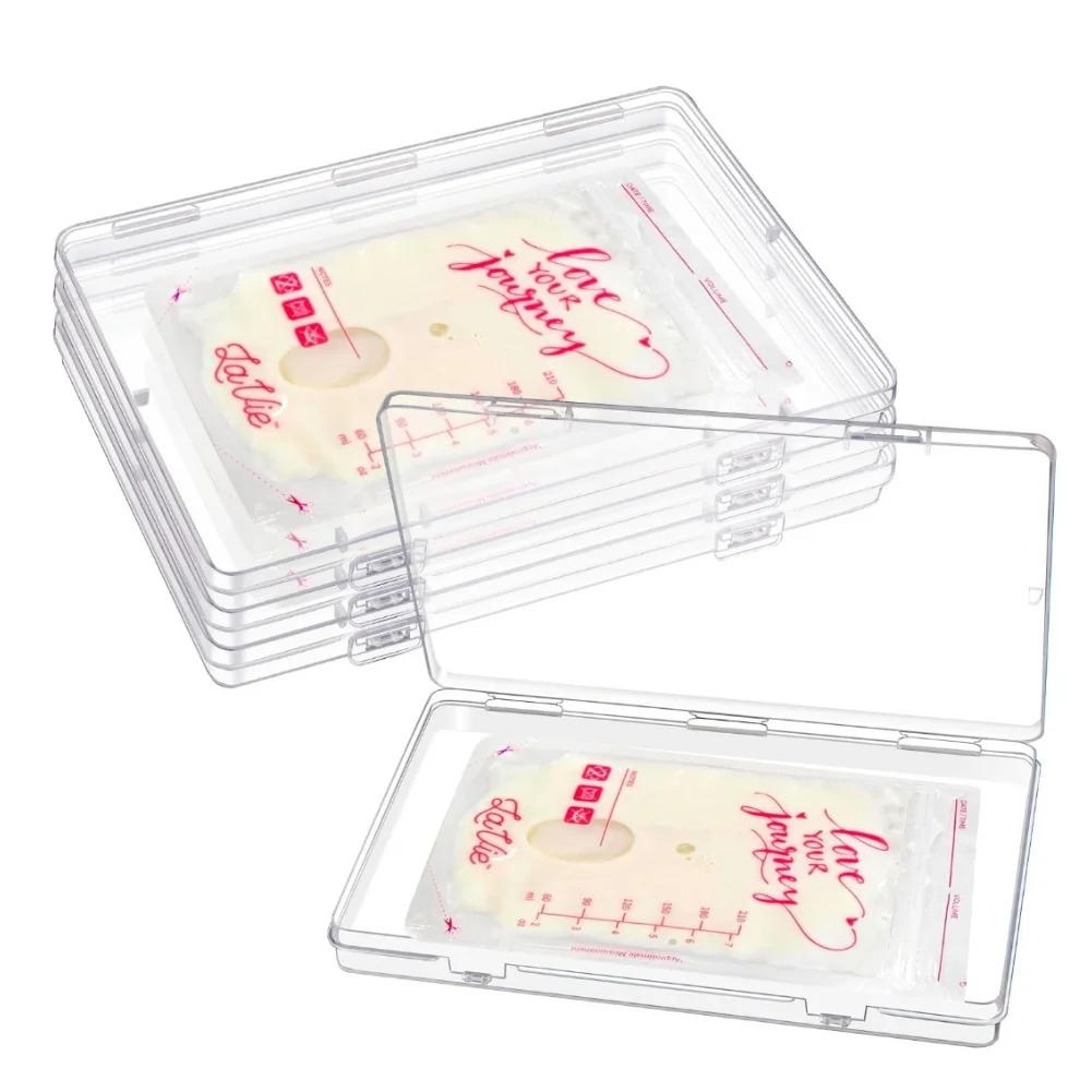 Refrigerator Milk Boxes Breast Milk Storage Bags For Daily Feeding Management Transparent Design Secure Fitting Lids
