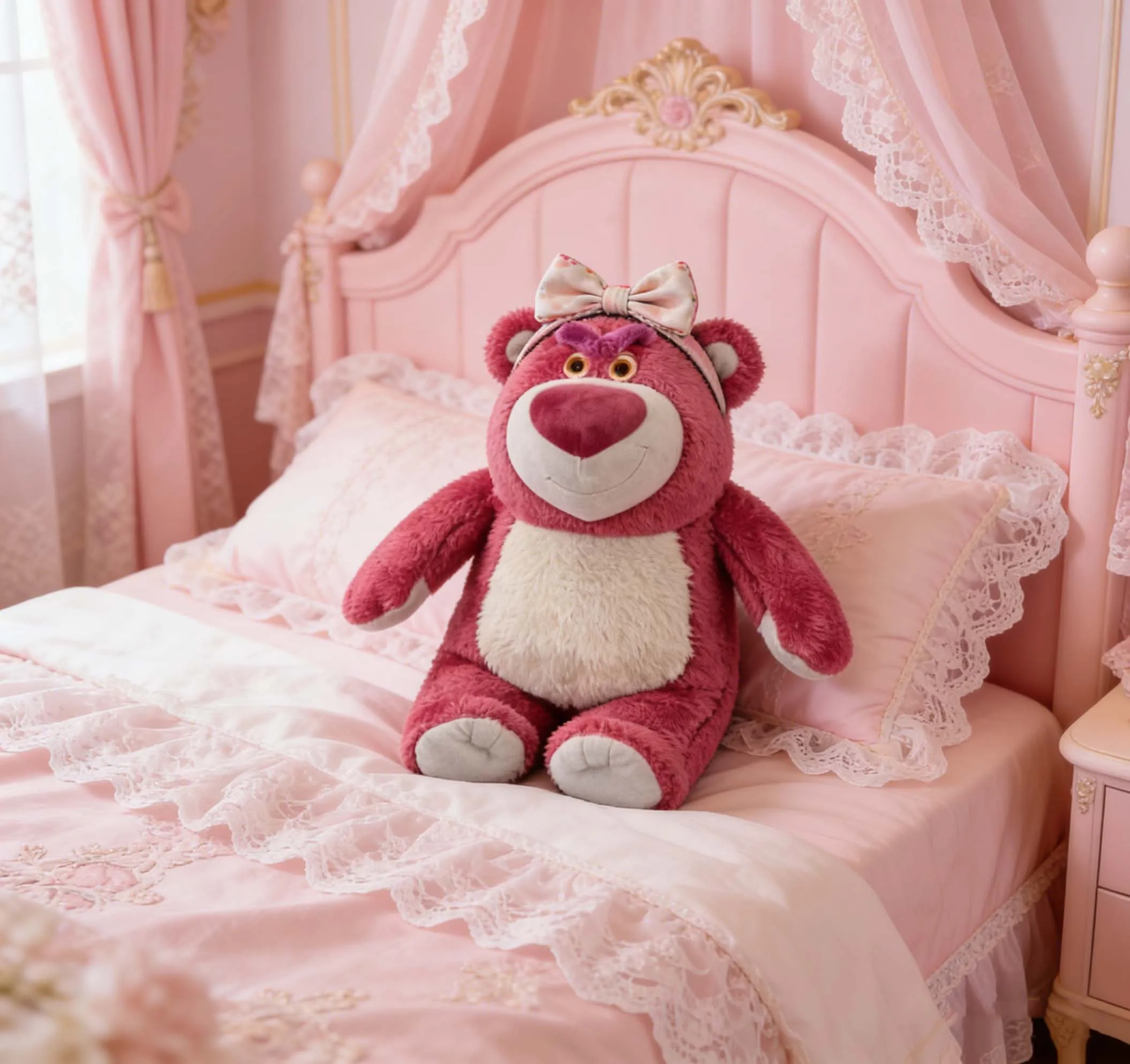Disney Lotso Strawberry Bear Plush Toy Scented Stuffed Animal Soft Teddy Bear for Kids & Fans