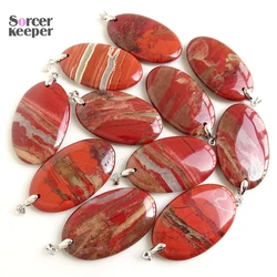 Women & Men Fashion Jewelry Rectangle Pendants Necklaces With Chain Wholesale Natural Red Jasper Stone for Jewelry Making BP345