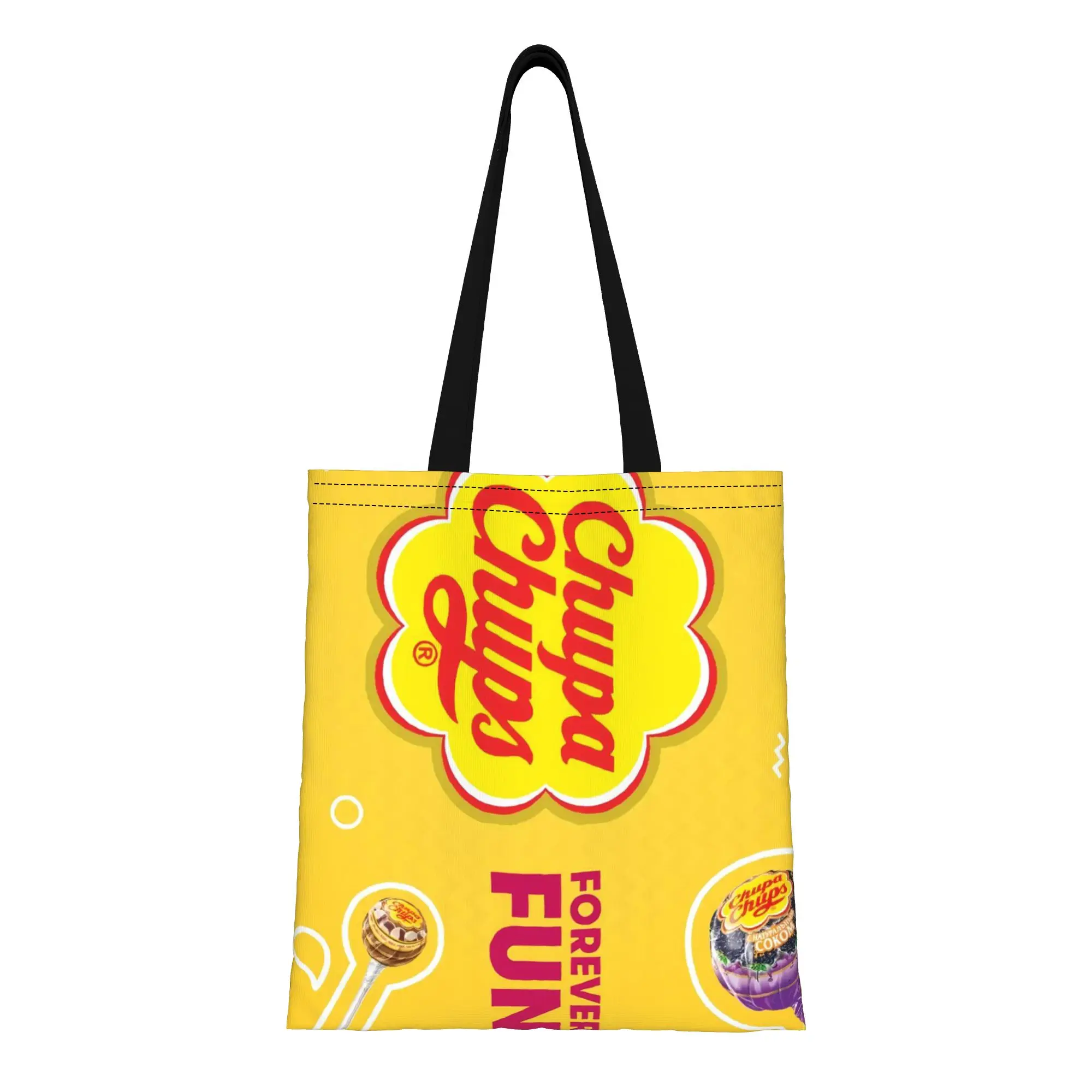 

Холщовая сумка-тоут FUN 4 Chupa Chups, идеально подходящая для покупок, женская сумка с верхней ручкой