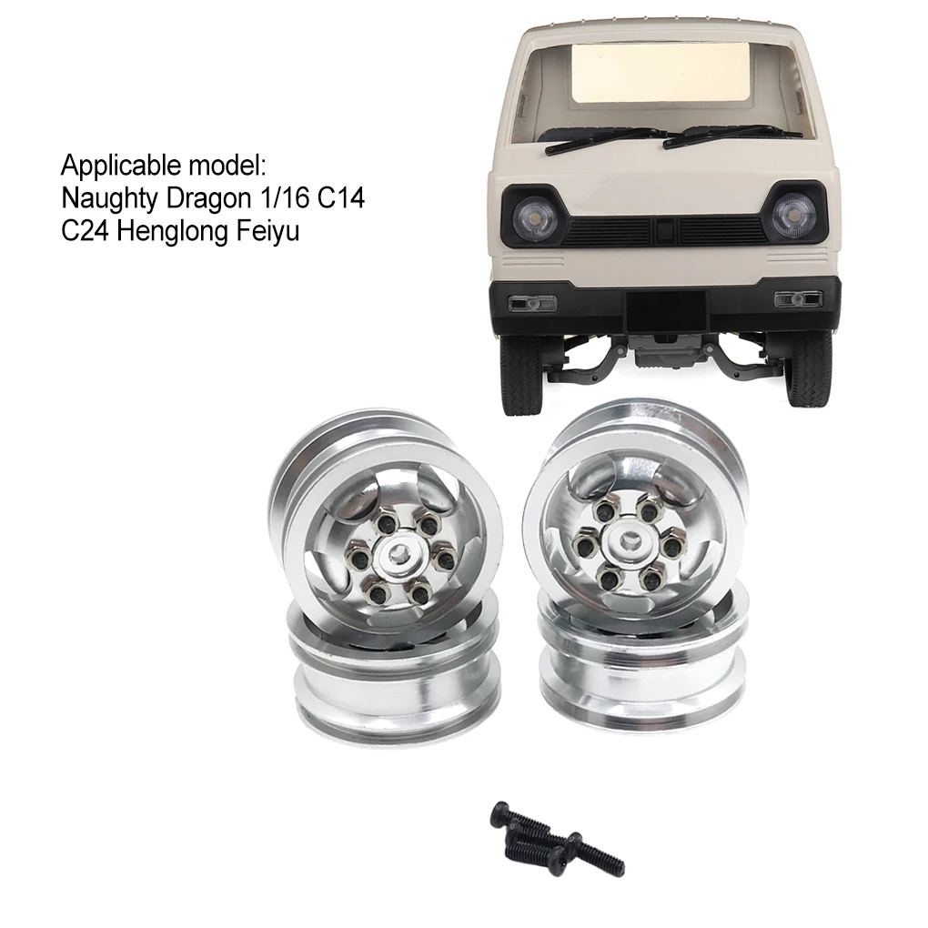 8 шт. 1/16 металлические колесные диски RC Обновление части Алюминиевый сплав Противоударные металлические колесные диски Rc для WPL C14 RC Автомобильная часть Черный