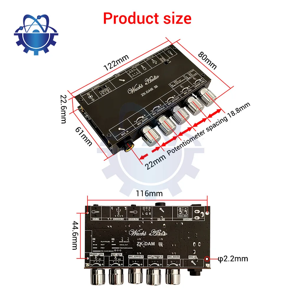 DAM H1 Karaoke Reverb Board Pre-Effects Microphone Karaoke with Bluetooth USB Decoding Support TWS Pair Connection