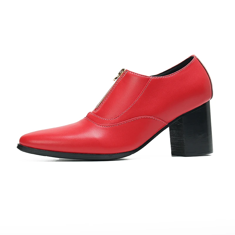 Basic Shoes For Men Genuine Leather Front Zipper High Heels Oxford Dress Wedding Party Daily Shoes Sapato Masculino Zapatos