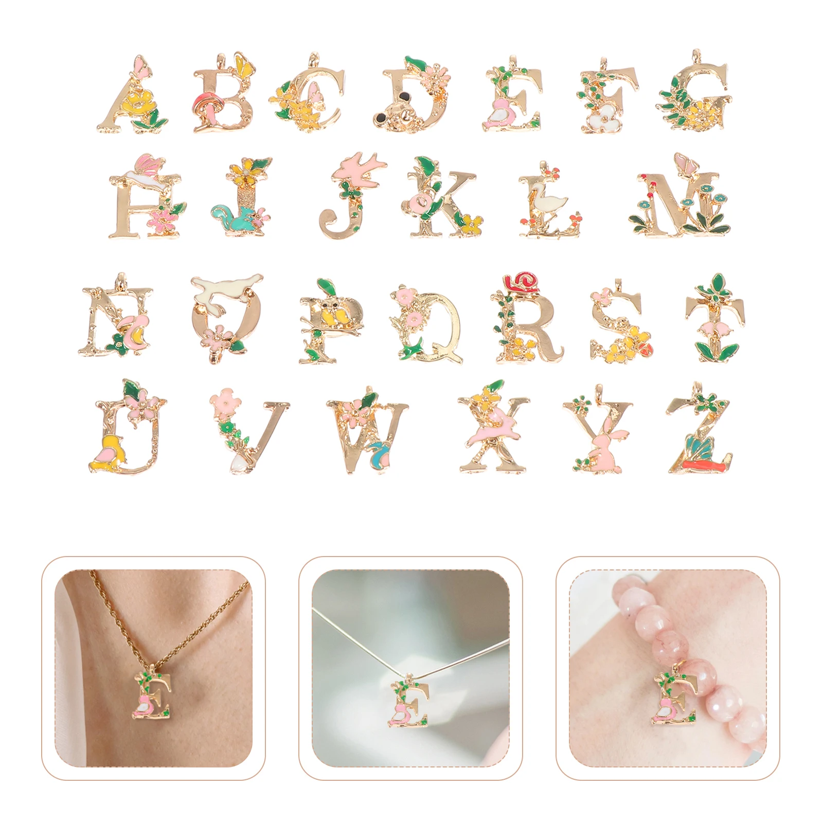 

26pcs Alphabet Letter Necklace Pendant DIY Jewelry Accessories Charm Making Colored Alloy Pendants Craft Supplies