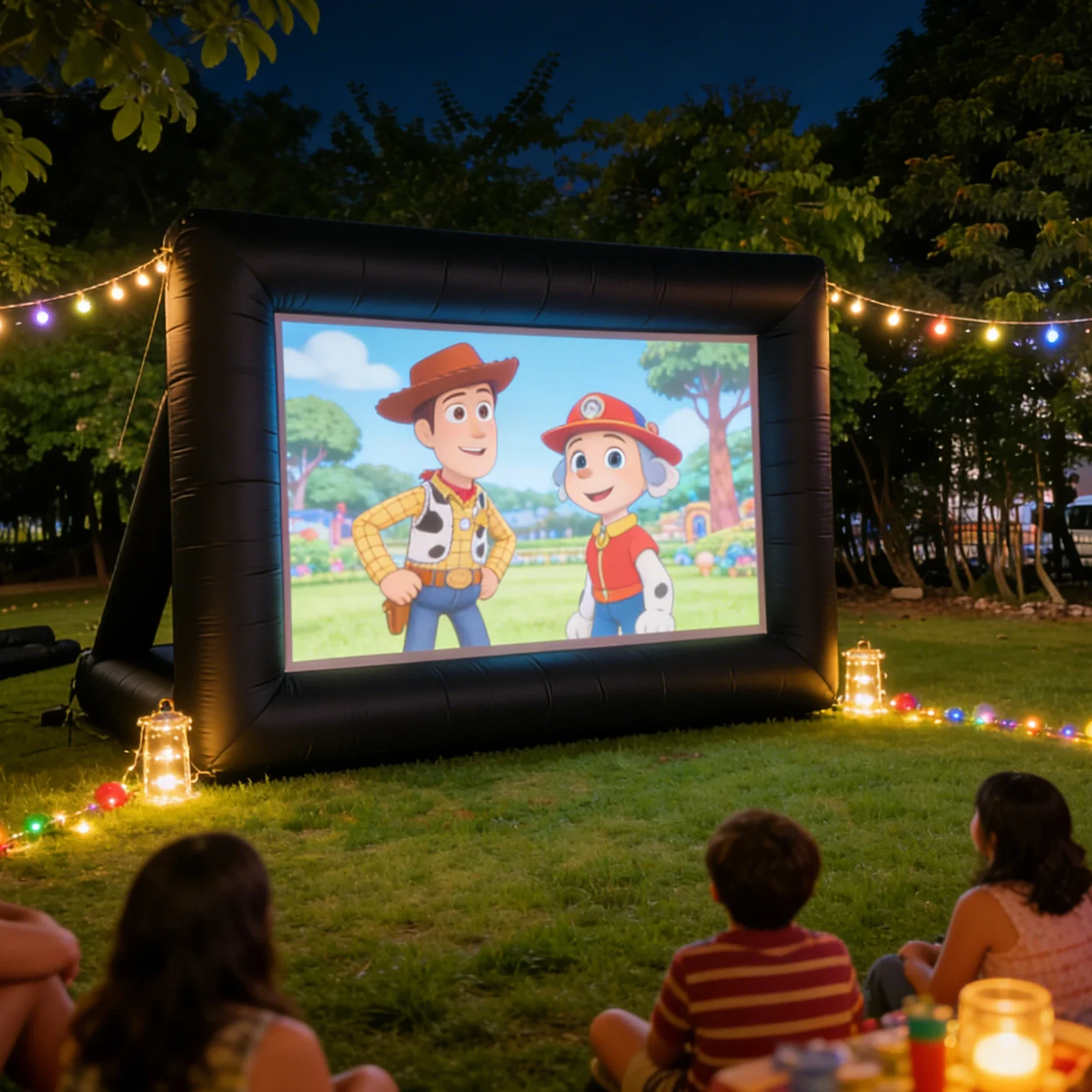 8ft 10ft 18ft Inflatable Outdoor Projector Movies Screen with Low-Noise Blower for Party Pool Fun Outdoor
