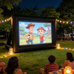 8ft 10ft 18ft Inflatable Outdoor Projector Movies Screen with Low-Noise Blower for Party Pool Fun Outdoor