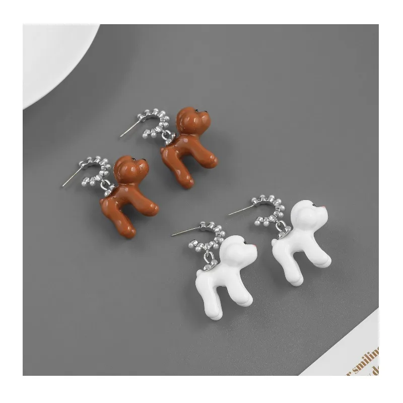 

* Home Party Collection Love Teddy Dog Necklace Autumn and Winter Long Versatile Dog Stud Earrings Sweater Chain