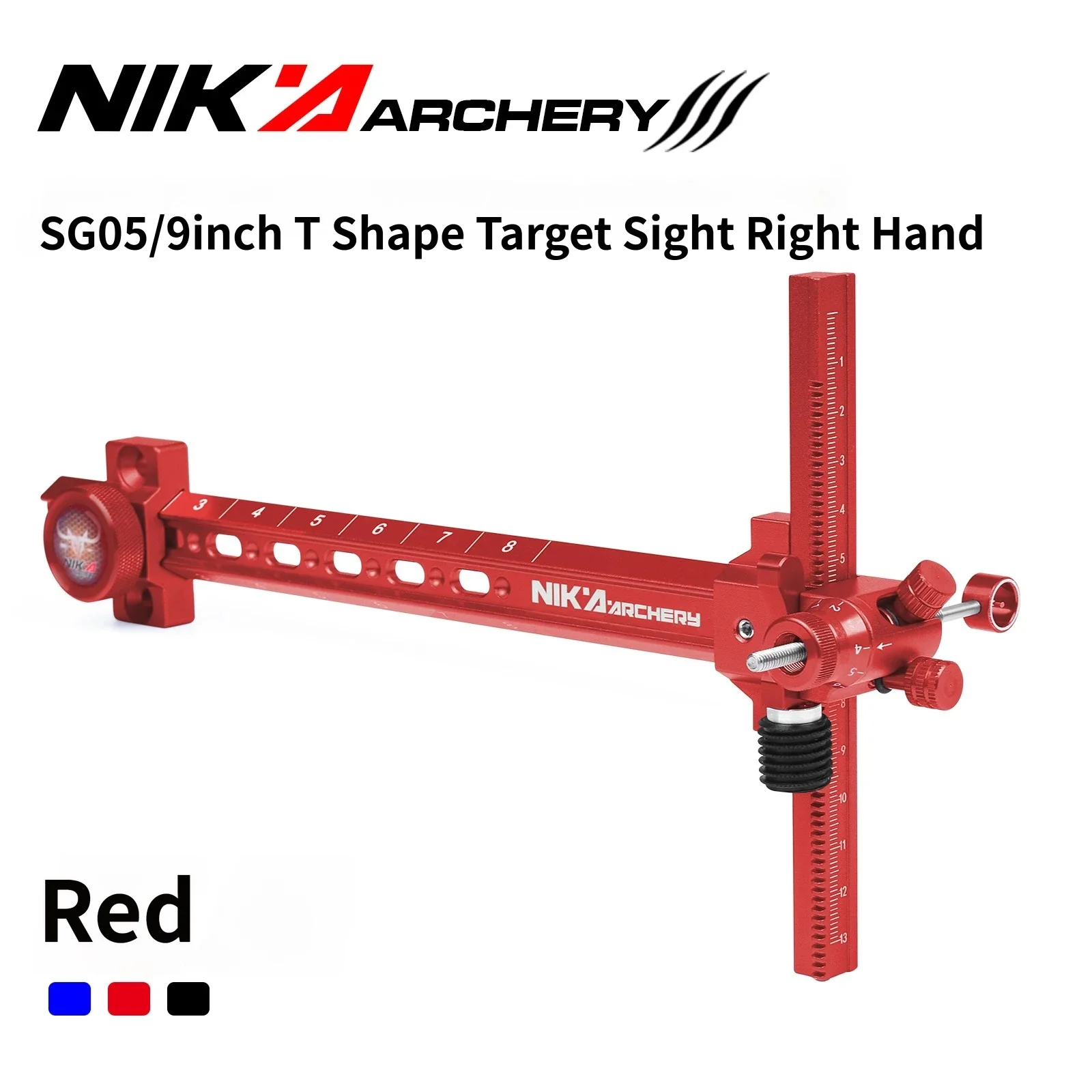 NIKA Archery SG05/9 Zoll Rechtshänder Recurve-Bogenvisier CNC Aluminium T-Visier für Wettkampf-Zielschießen – Detail 3